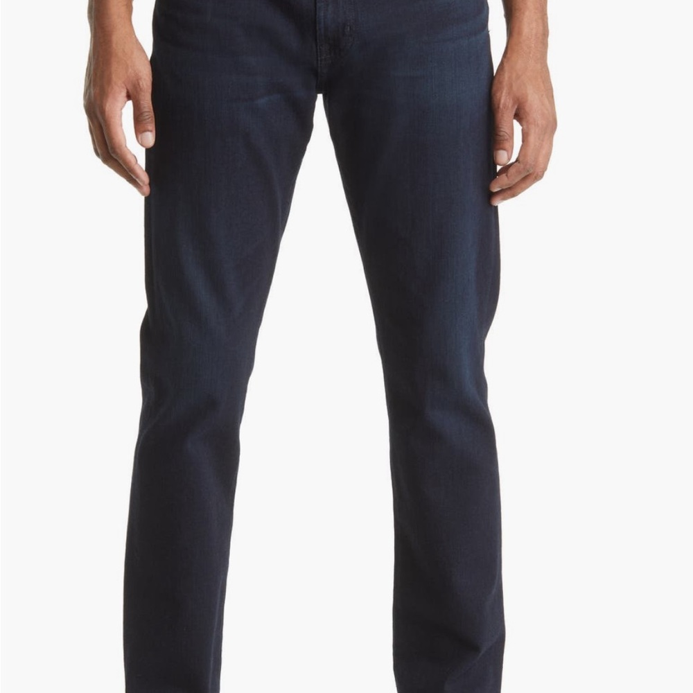 PAIGE “Federal” Dark Blue Straight Jeans with Smooth Texture and Tailored Fit